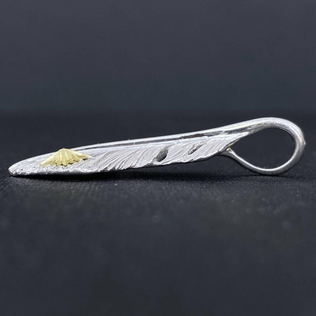 美品 SAAD K18 サンシンボル シルバー 40mm フェザー ペンダント