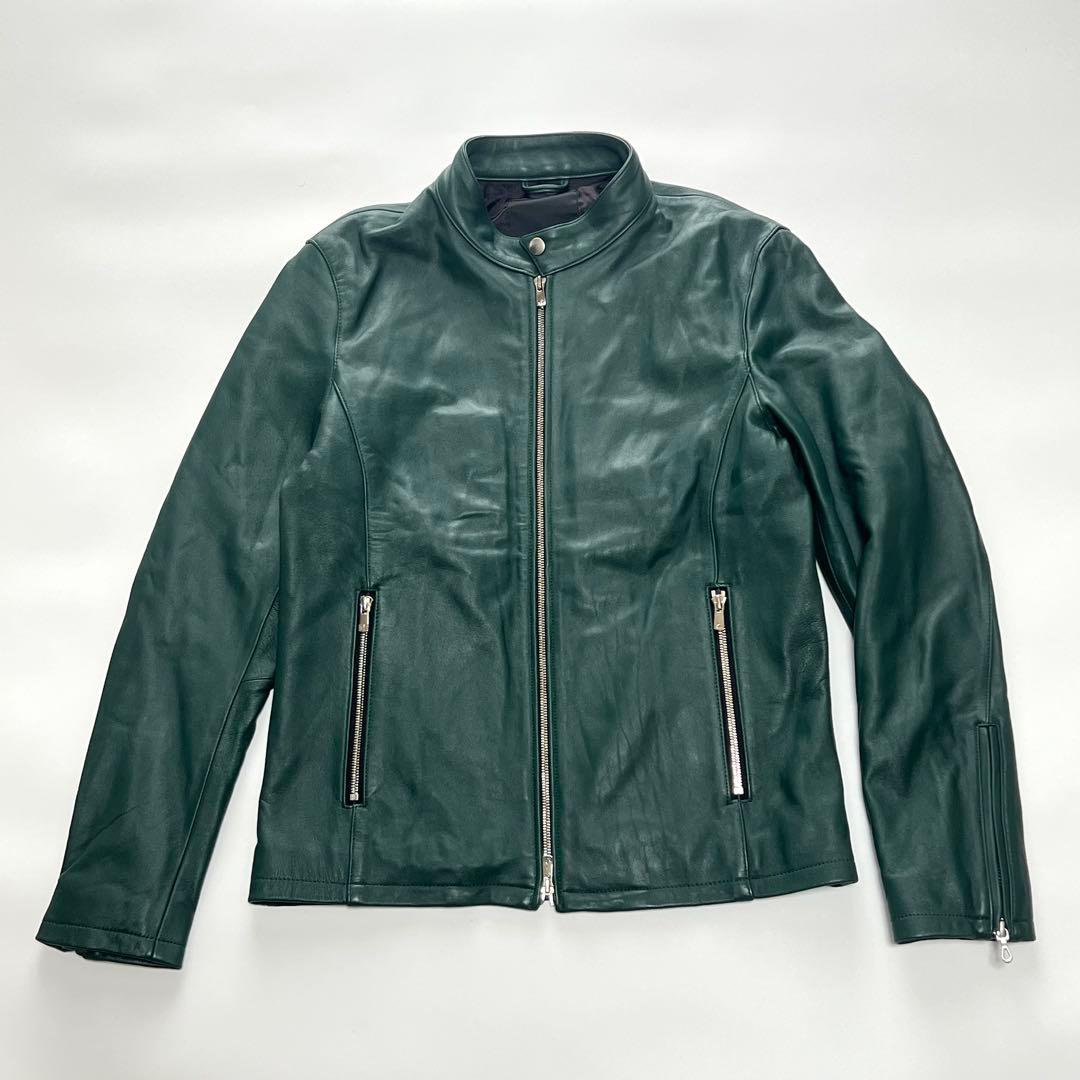 【希少カラー】ジャックローズ　シングルライダースジャケット　ラムレザー　グリーン