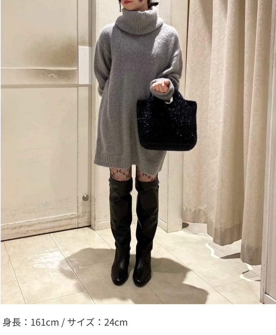 ODETTE E ODILE サイドトップベルト ロングブーツ 黒 23.5cm