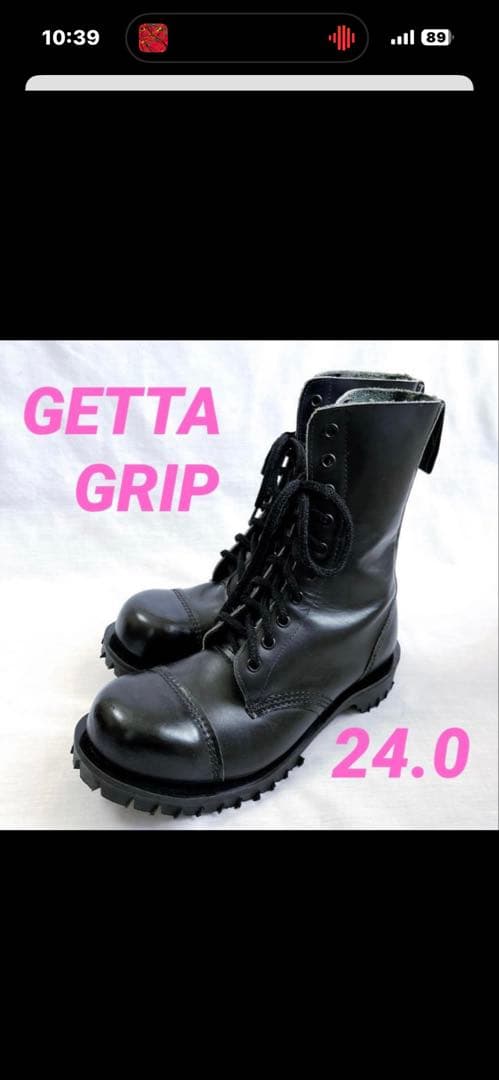 GETTA GRIP ブラックハイカットブーツ 24.0 Getta Grip（ゲッタグリップ） オールブラックデザインレザー