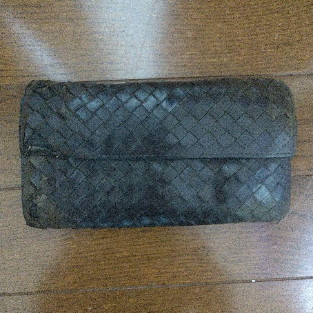 ボッテガ・ヴェネタ編み込みレザー 長財布 黒 - メルカリ
