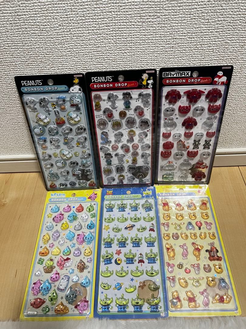 正規品 ボンボンドロップシール スヌーピー ベイマックス しずくちゃん ディズニ