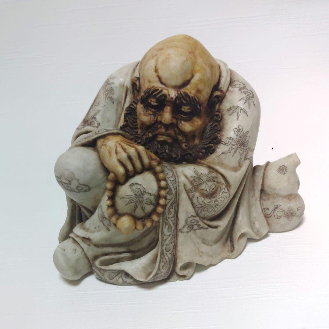 達磨大師　玉製　彫刻　置物　中国？　日本？　ミ10 woodcarving】木彫根付達磨大師 Daruma netsuke #woodart #根付#着物