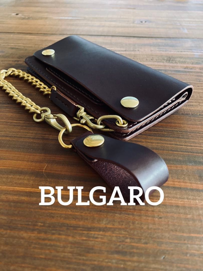【BULGARO】TL01-64ロングトラッカーウォレット真鍮チェーン付き