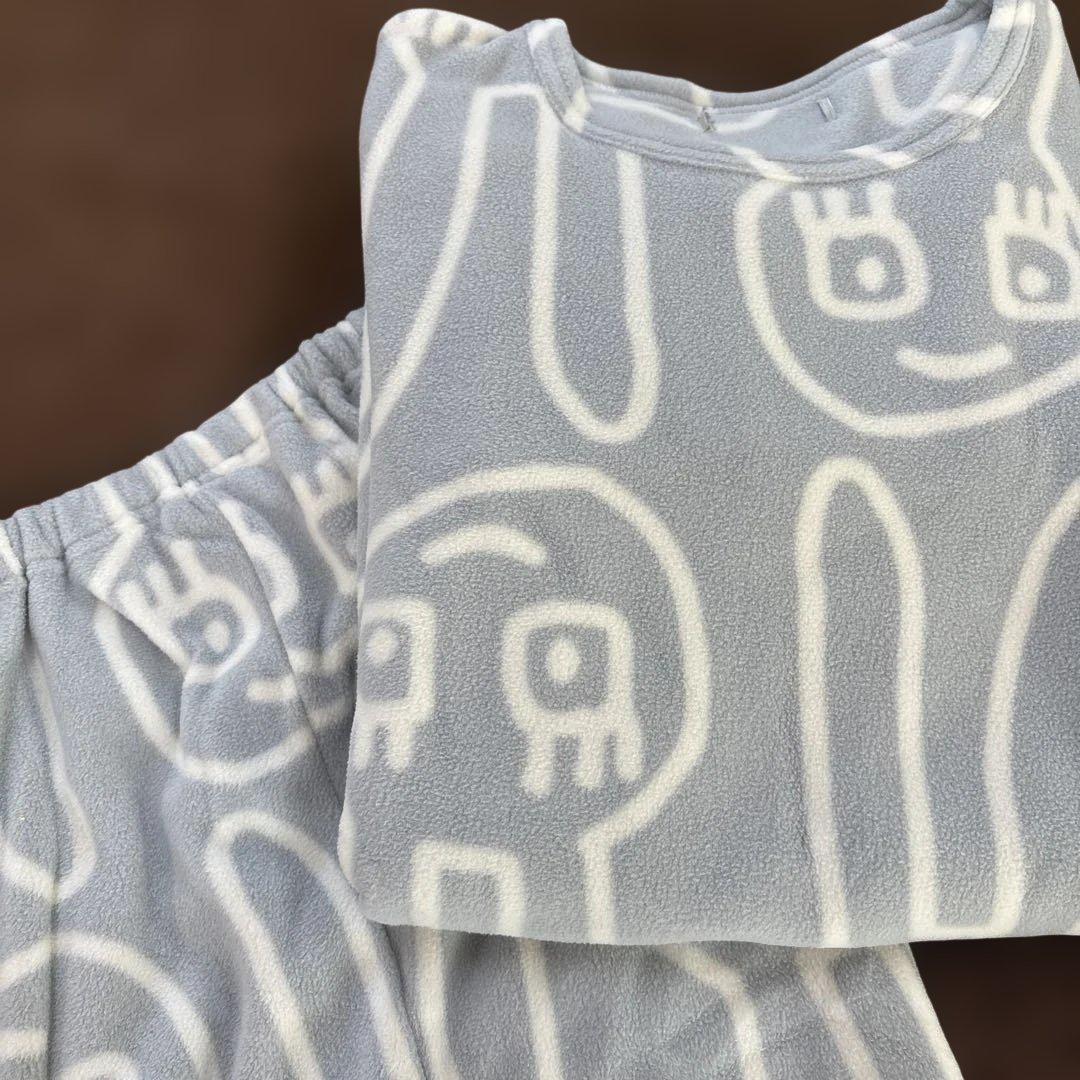 み*ん様 新品未使用　訳あり　マタノアツコ　グレー　うさぎ　フリースパジャマ　M み*ん様 ひ*み様 新品未使用 訳あり マタノアツコ うさぎ フリース