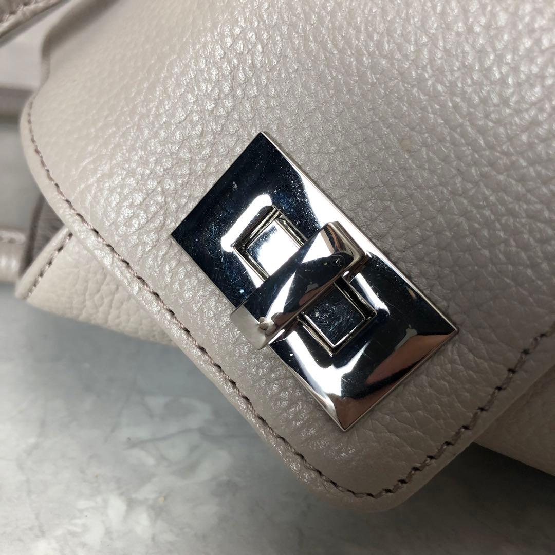 ☆極美品☆傳濱野 ハンドバッグ 2WAY レザー グレージュ レティア シボ