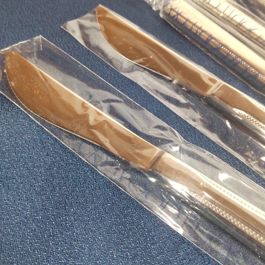 新品 ラッキーウッド 18-12 ロマンス デザート ディナーナイフ 6本