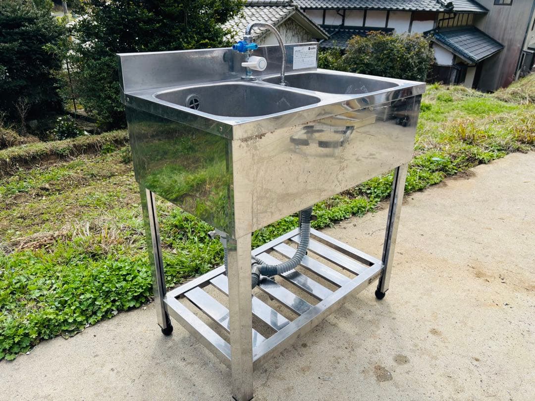 J9★アズマ★2槽シンク 業務用 流し台 厨房機器 飲食店 厨房 店舗用