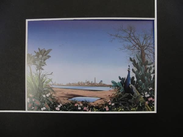 北 久美子、遠き旅空青い空、希少な額装用画集より、美品、新品額装付