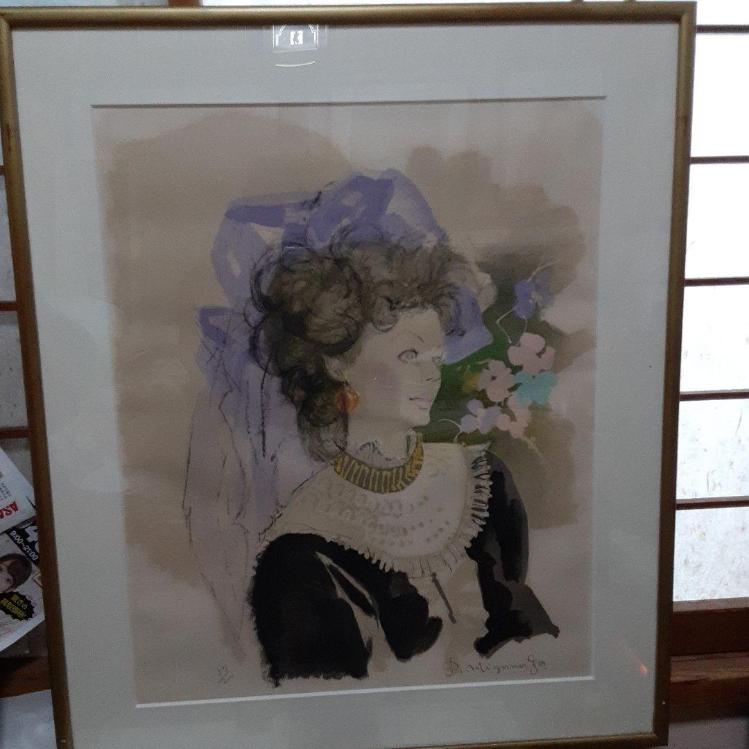 宮永岳彦画伯リトグラフ 宮永岳彦「女性像」リトグラフ 絵画買取・販売の小竹美術