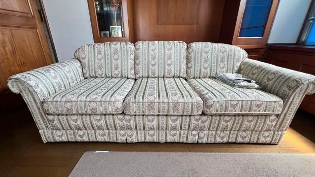 【ア*ダ】ドマーニdomani花柄ソファ三人掛けヴィンテージカリモク