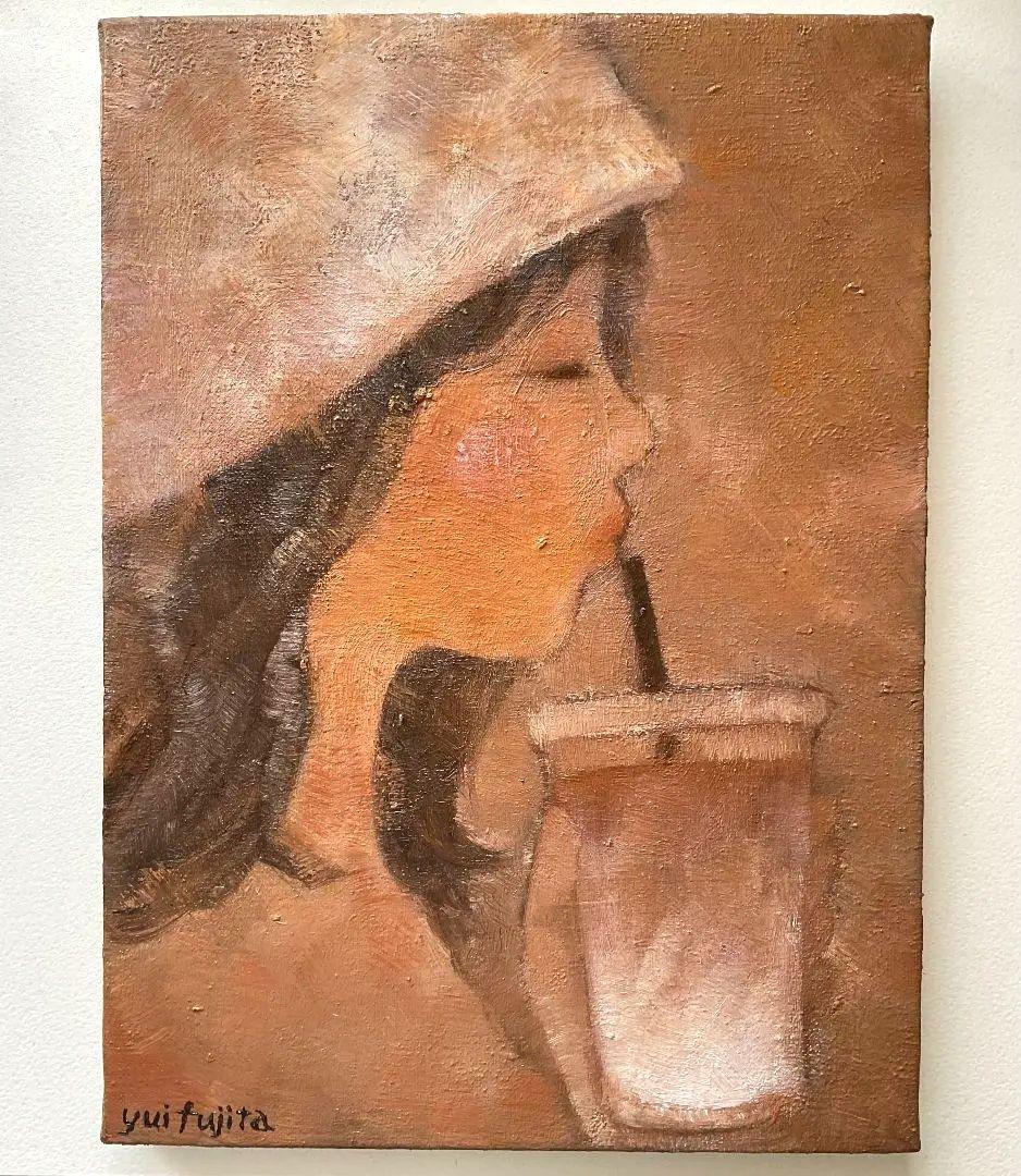 油彩画　アイスカフェラテ