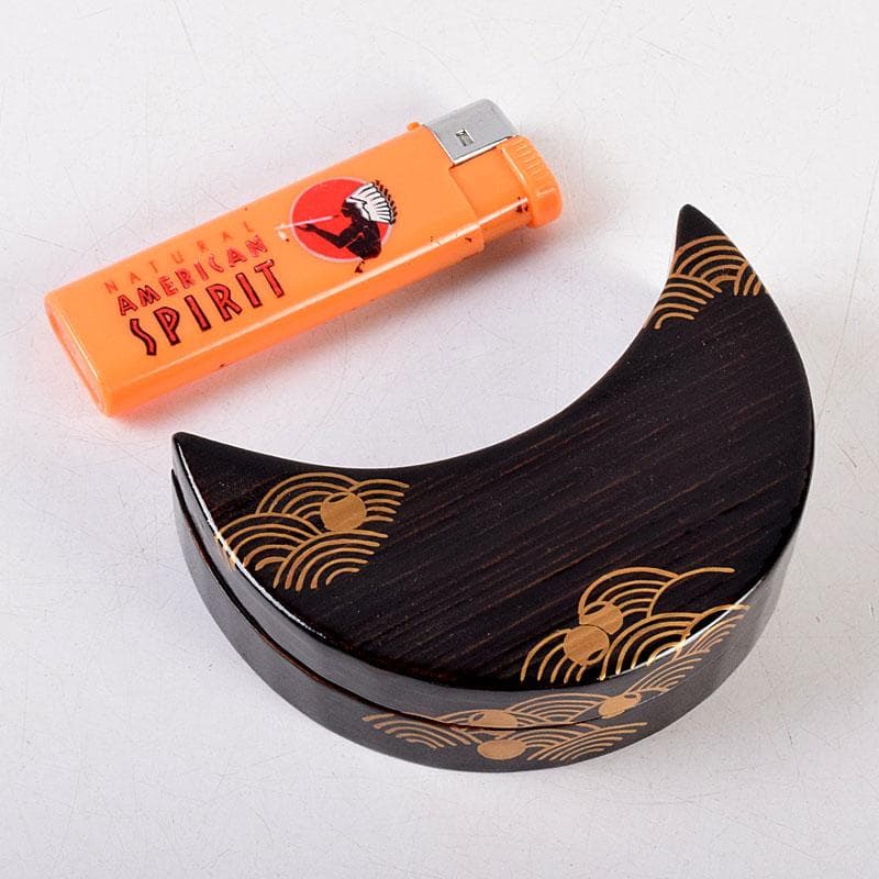 茶道具 道場宗廣作 黒一関塗 惺斉好 青海波壷々 月香合 共箱 Z 8551