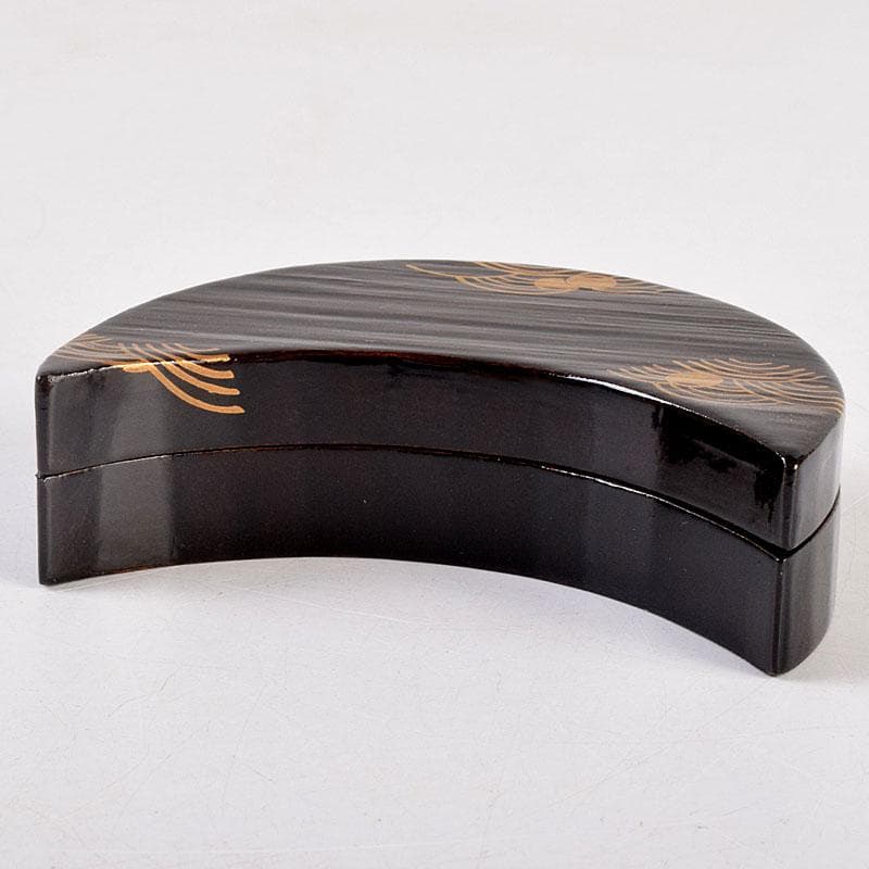 茶道具 道場宗廣作 黒一関塗 惺斉好 青海波壷々 月香合 共箱 Z 8551