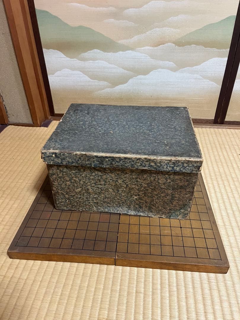 本蛤碁石セット】木製囲碁盤 19路盤 42.5×44cm 囲碁道具一式 那智