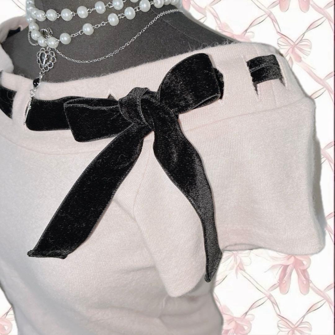 姫 LIZLISA系 平成 ベロアリボン オフショル トップス ウィッシュコア