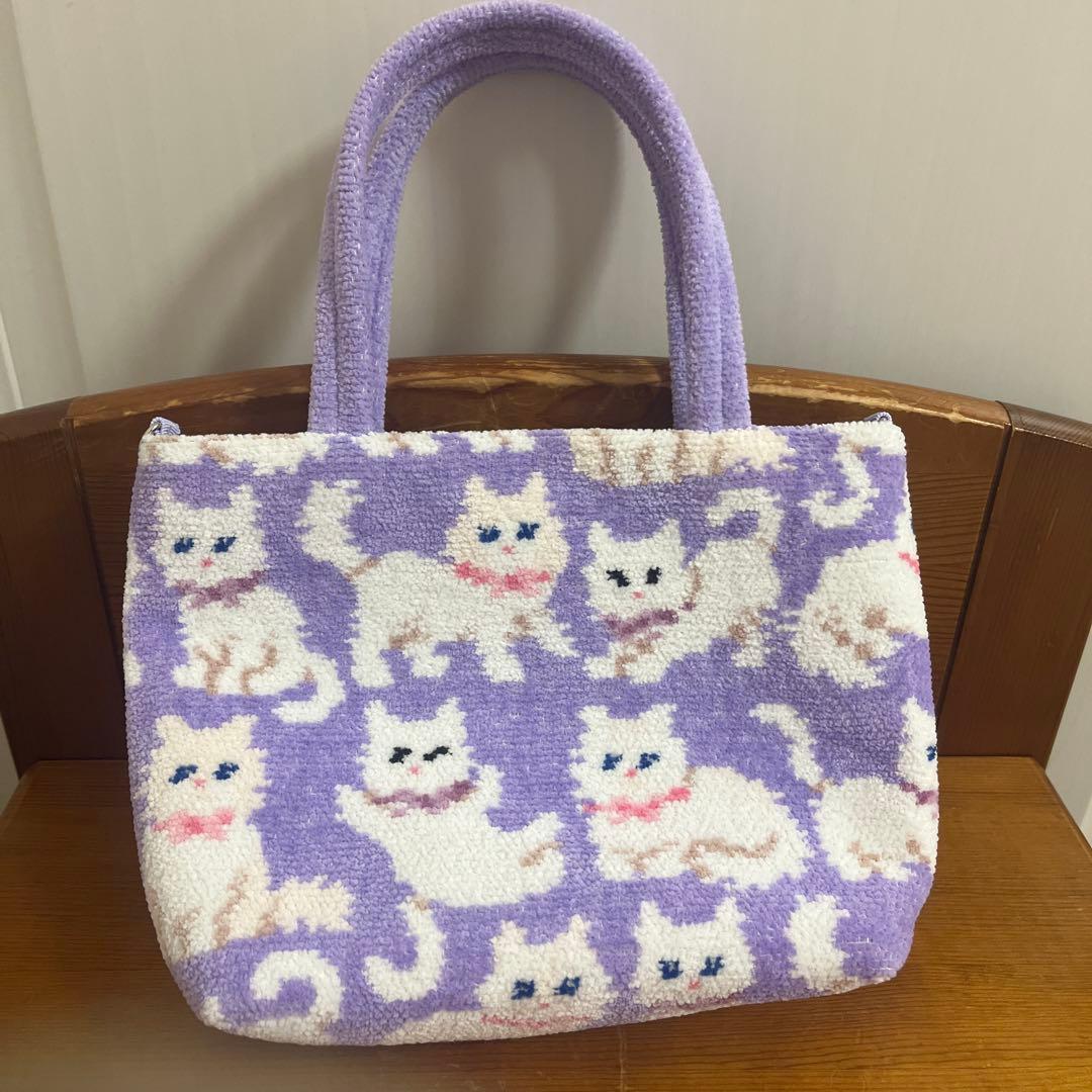 最終値下げ フェイラー モフモフネコチャン バッグ web限定色 パープル