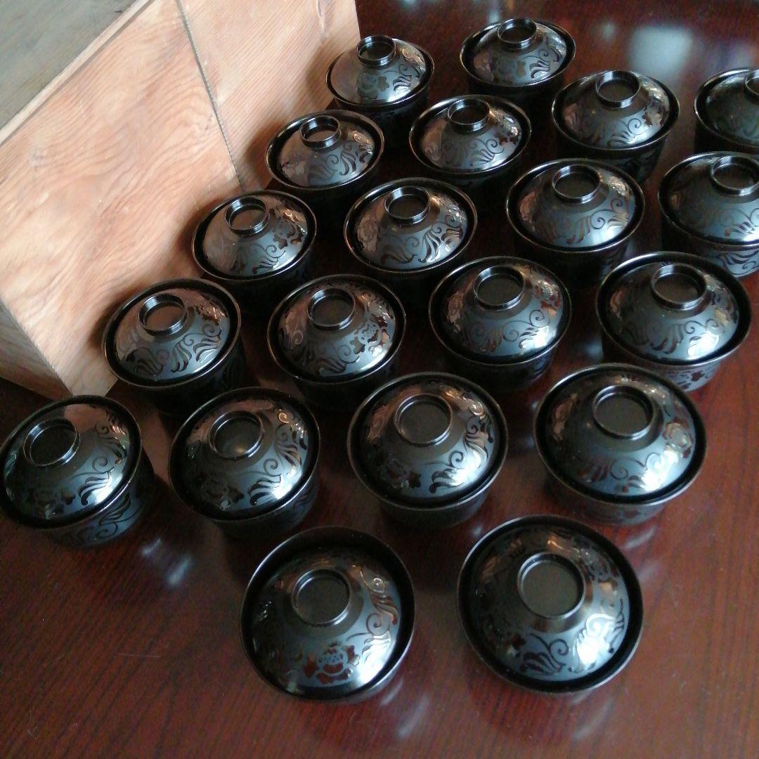 木製漆器　影蒔絵蓋付吸物椀　20客　11cm　明治～昭和初期 zenroku_suimonowan-001