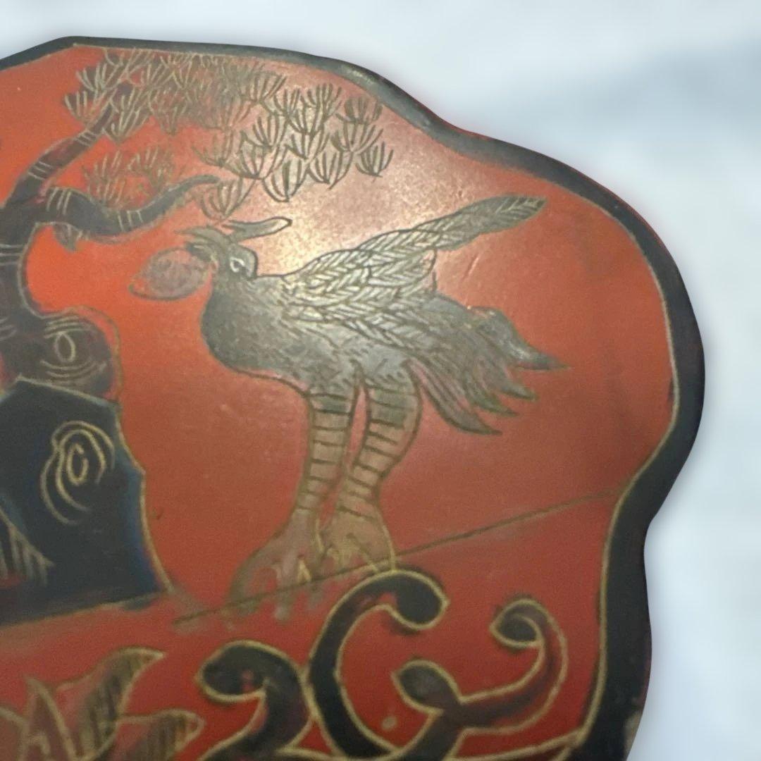 お買い得！ 中国 清時代 インテリア 漆器 重箱 鹿と鳥のデザイン 清