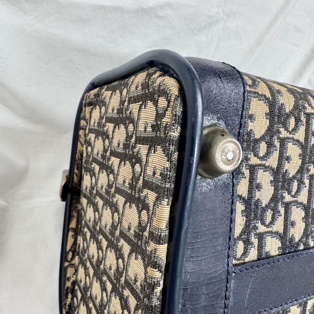 Dior ビンテージボストンバッグ ネイビー がま口ハンドバッグ