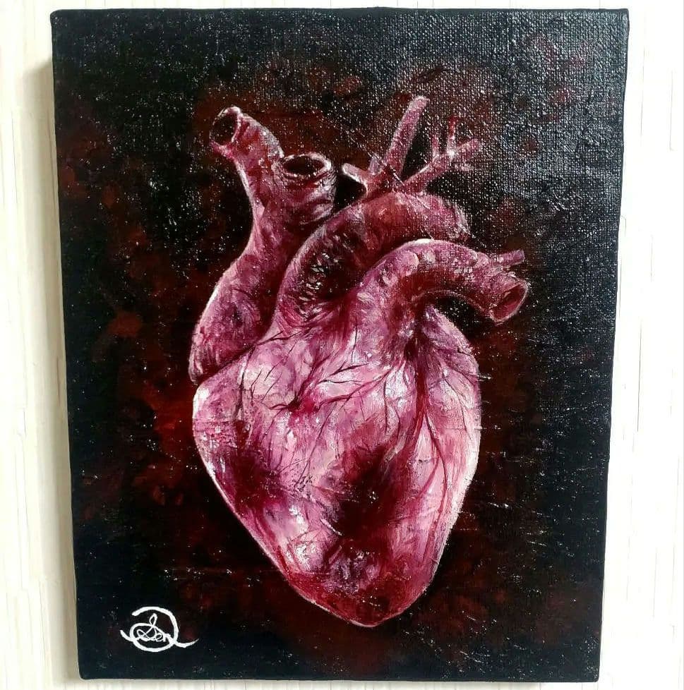 心臓の油絵【本音】1点物の原画/作者サイン入り/F3号サイズ - メルカリ