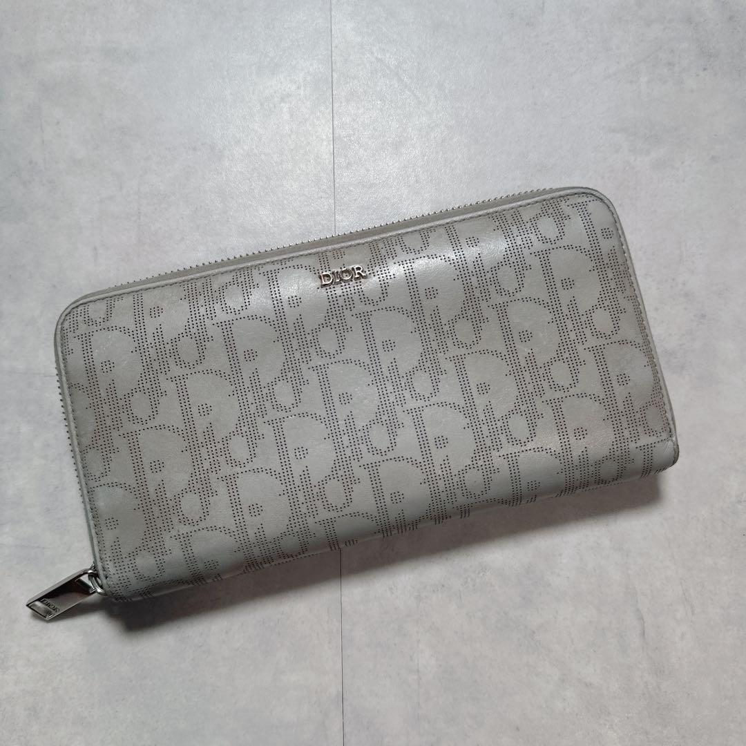 Dior ディオール ラウンドジップ 長財布 グレー トロッター ウォレット
