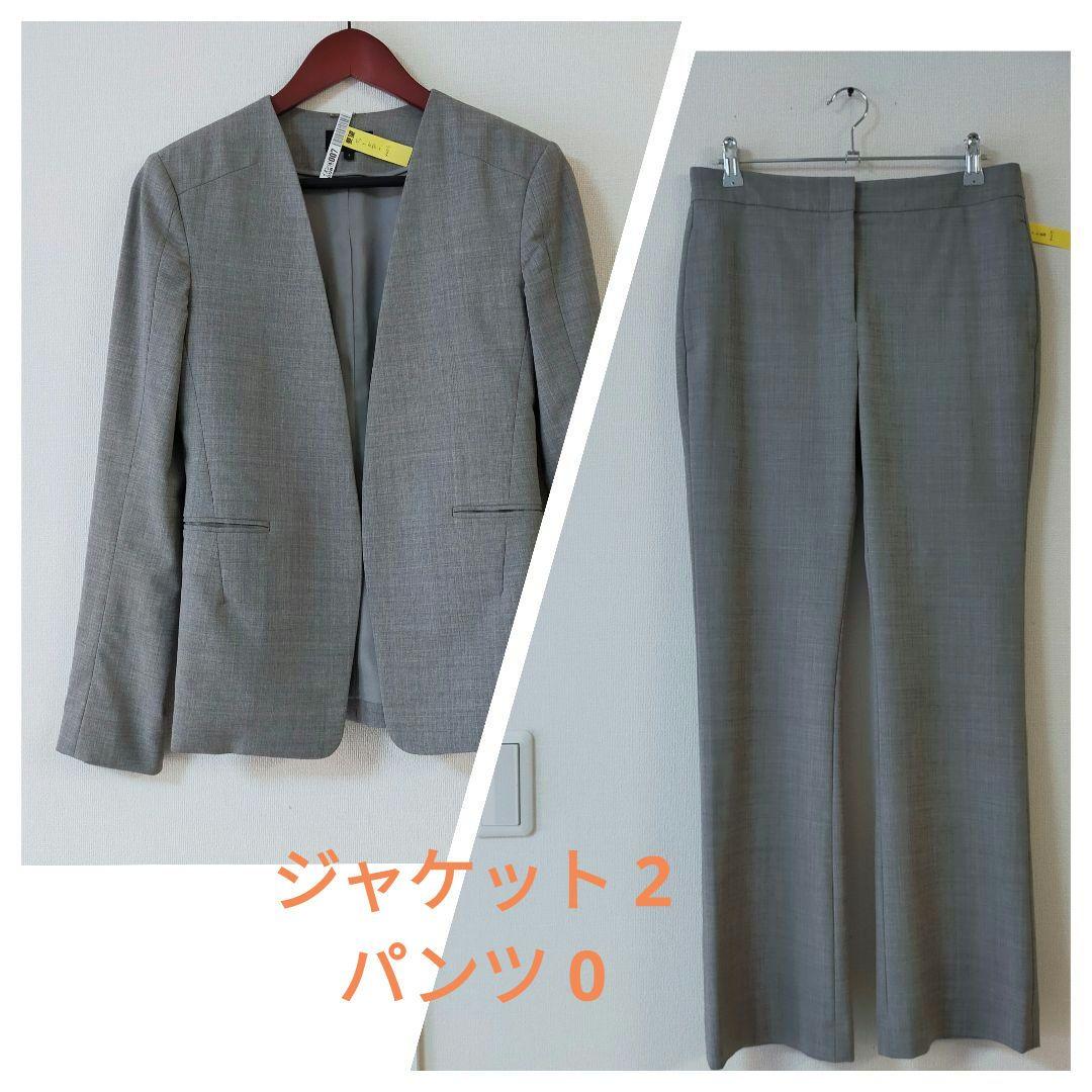 現行タグ　theory　ノーカラー　パンツスーツ　セットアップ