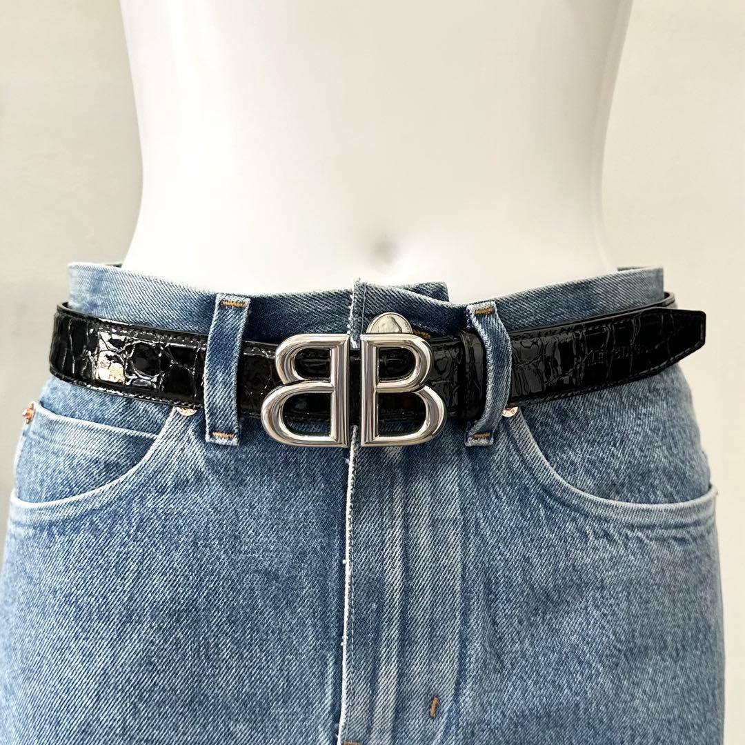BALENCIAGA バレンシアガ ベルト BBロゴ クロコ型押し - メルカリ