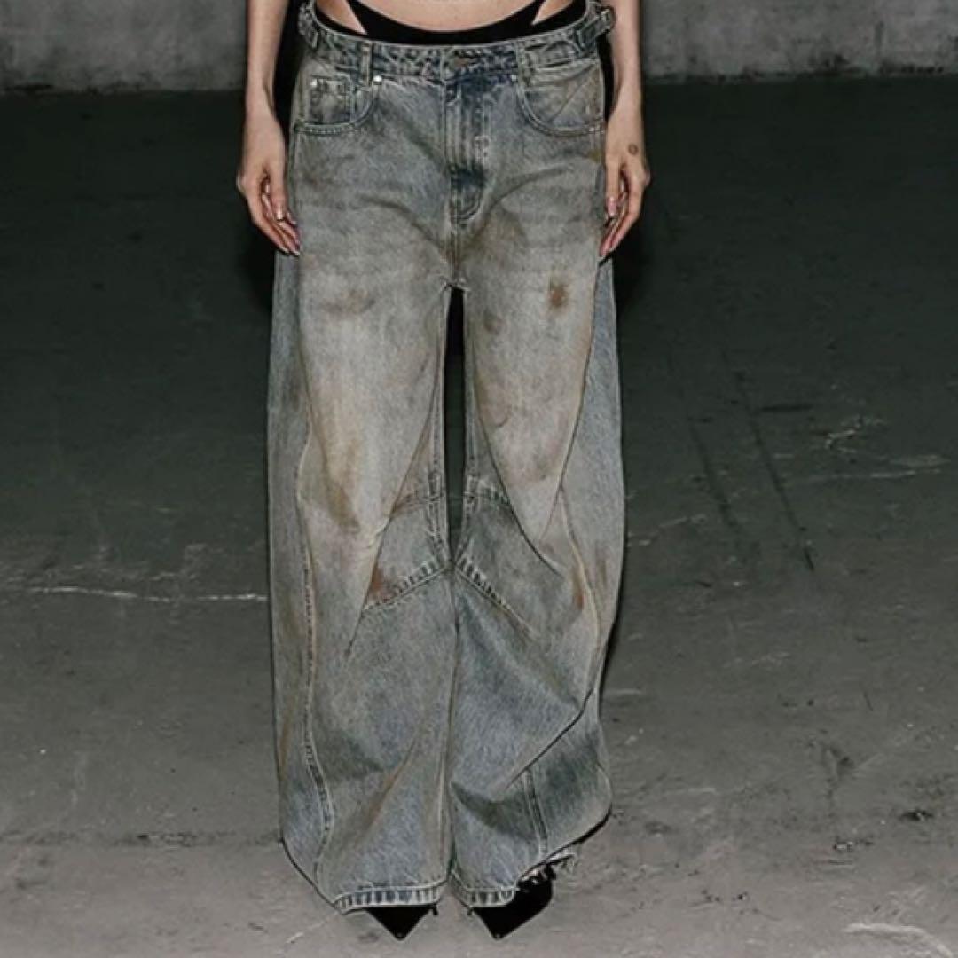 【新品】 BADBLOOD ワイドデニム　定価2.4万 S韓国ストリート　y2k