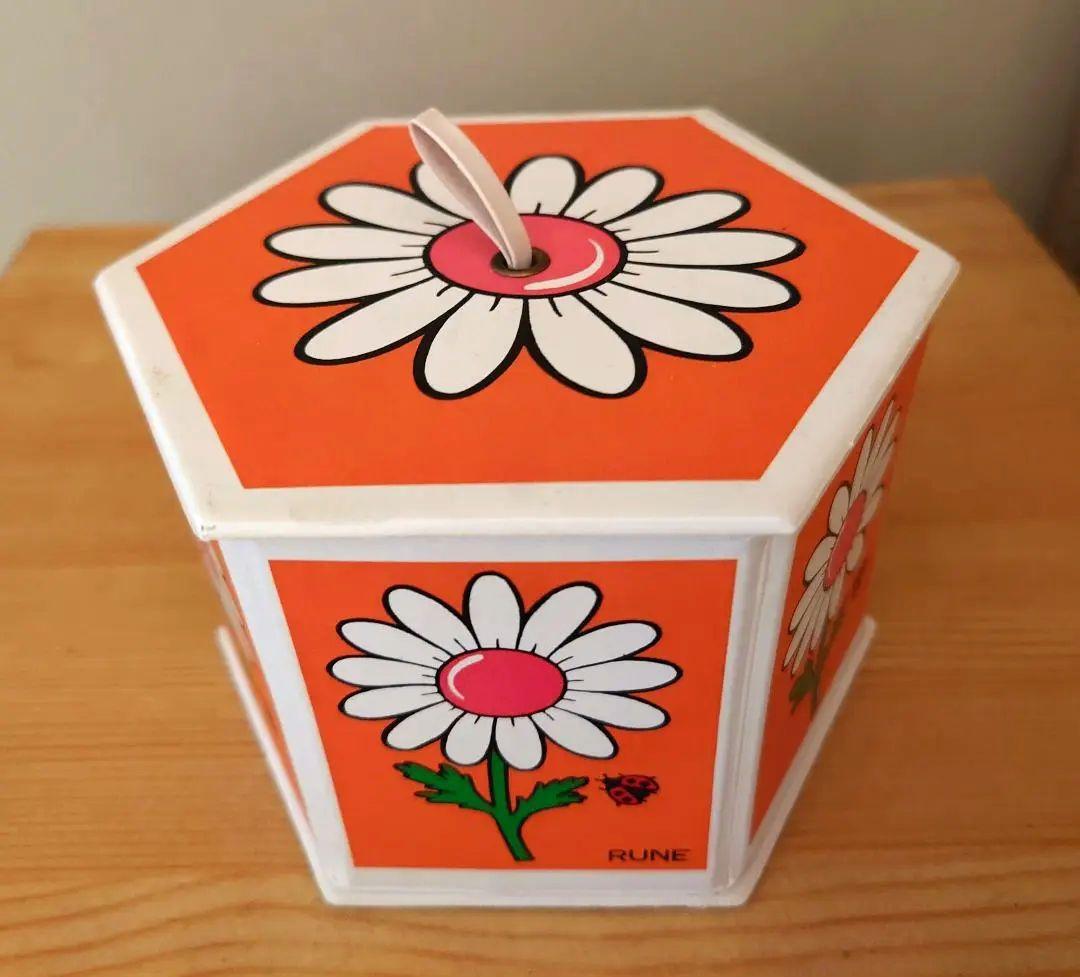 内藤ルネRUNE 六角形小物入れ デイジー 昭和レトロ ビンテージ