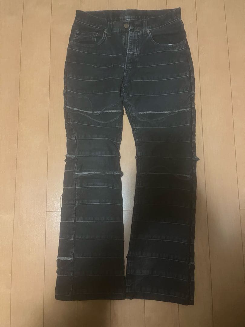 ヒステリックグラマー ウミヘビ ツギハギデニム ダメージ加工ストレートデニム