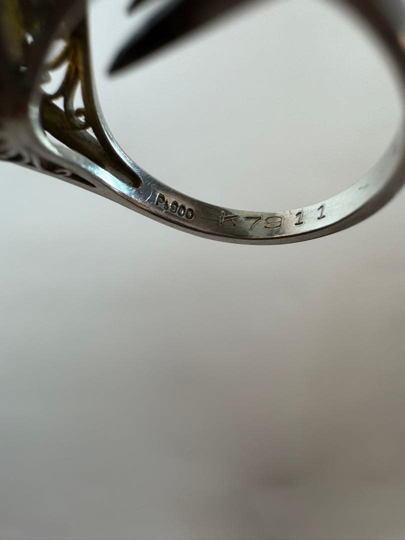 宝石 指輪天然ダイヤモンド Pt900刻印サイズ、8.00mm x9.90mm