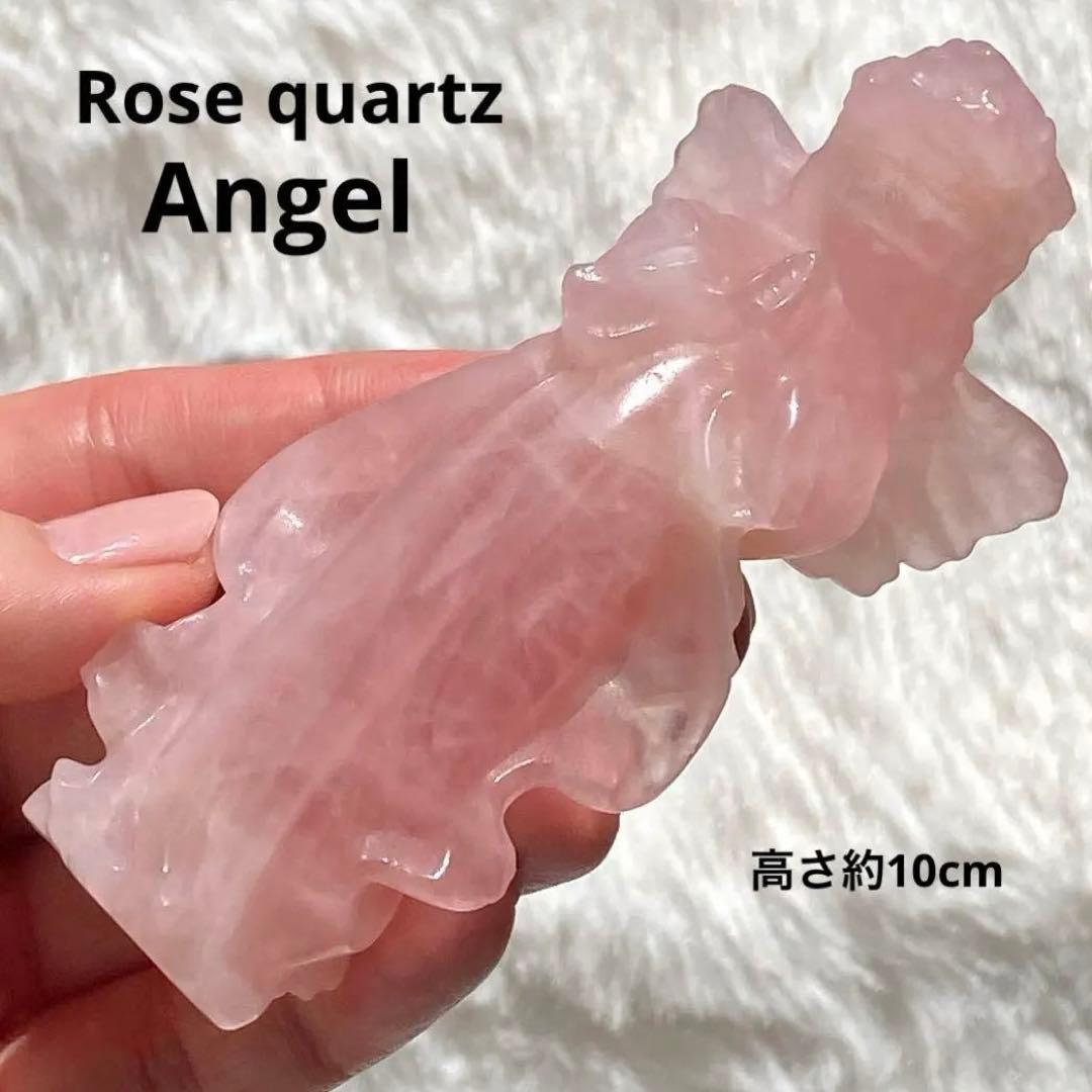 天然石 ローズクォーツ 天使様 エンジェル 彫物 置物 】 - メルカリ