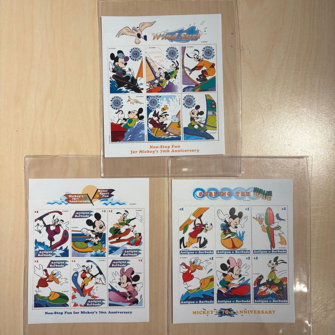 外国未使用切手 ディズニー ミッキーマウス 70周年 記念 切手セット