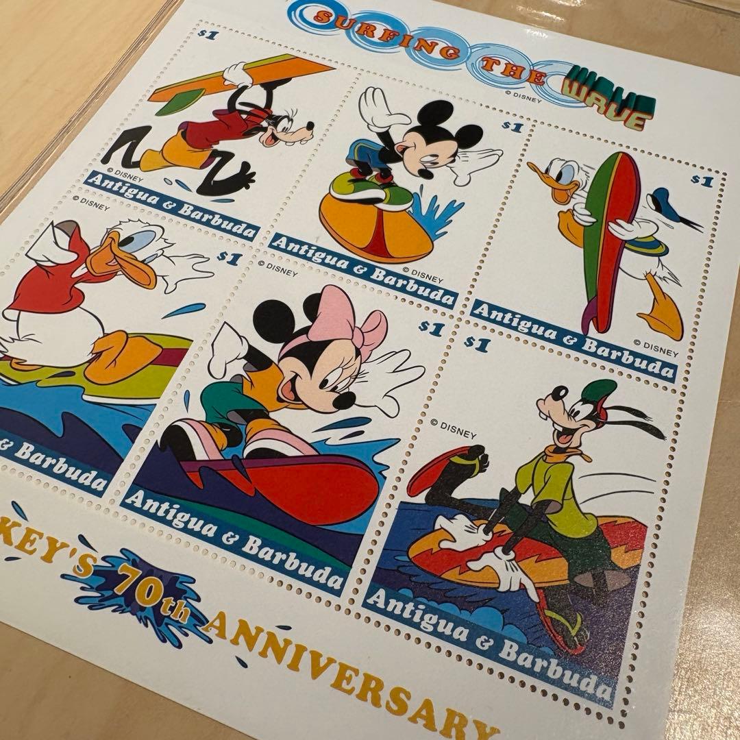 外国未使用切手 ディズニー ミッキーマウス 70周年 記念 切手セット