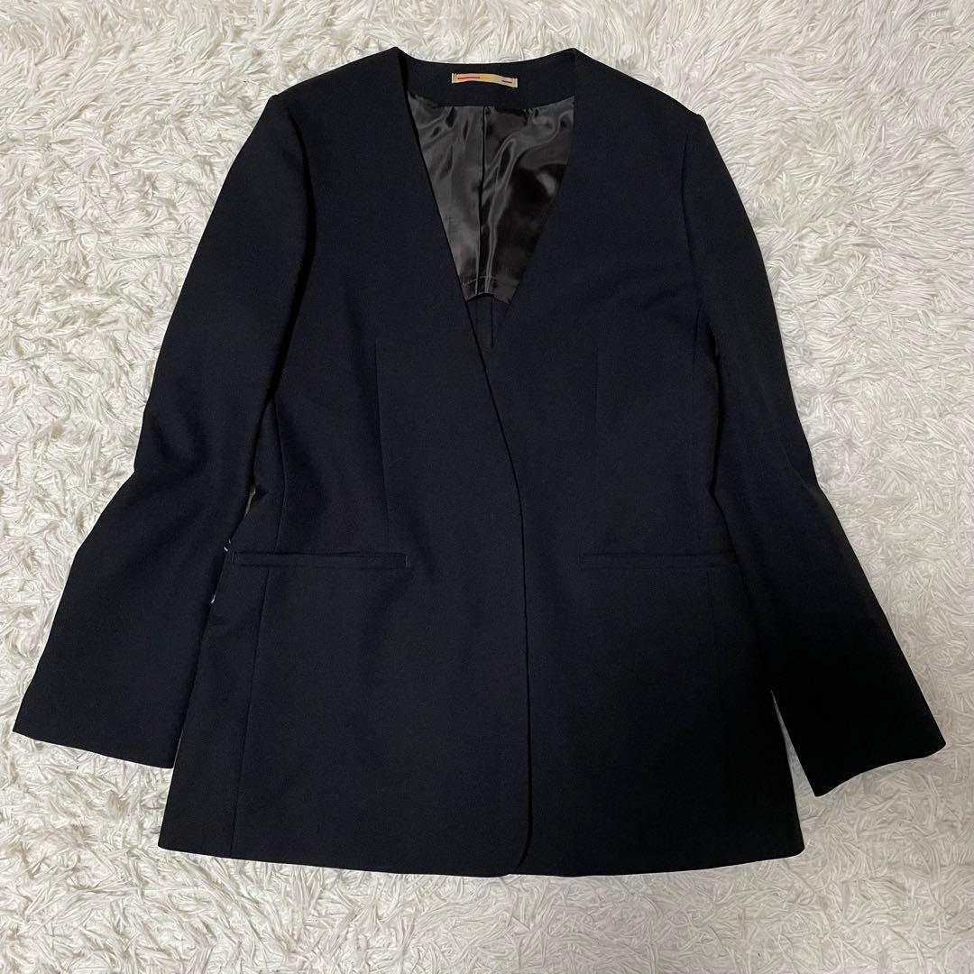 【美品】オリヒカ ライム パンツスーツ セットアップ ノーカラー L ブラック