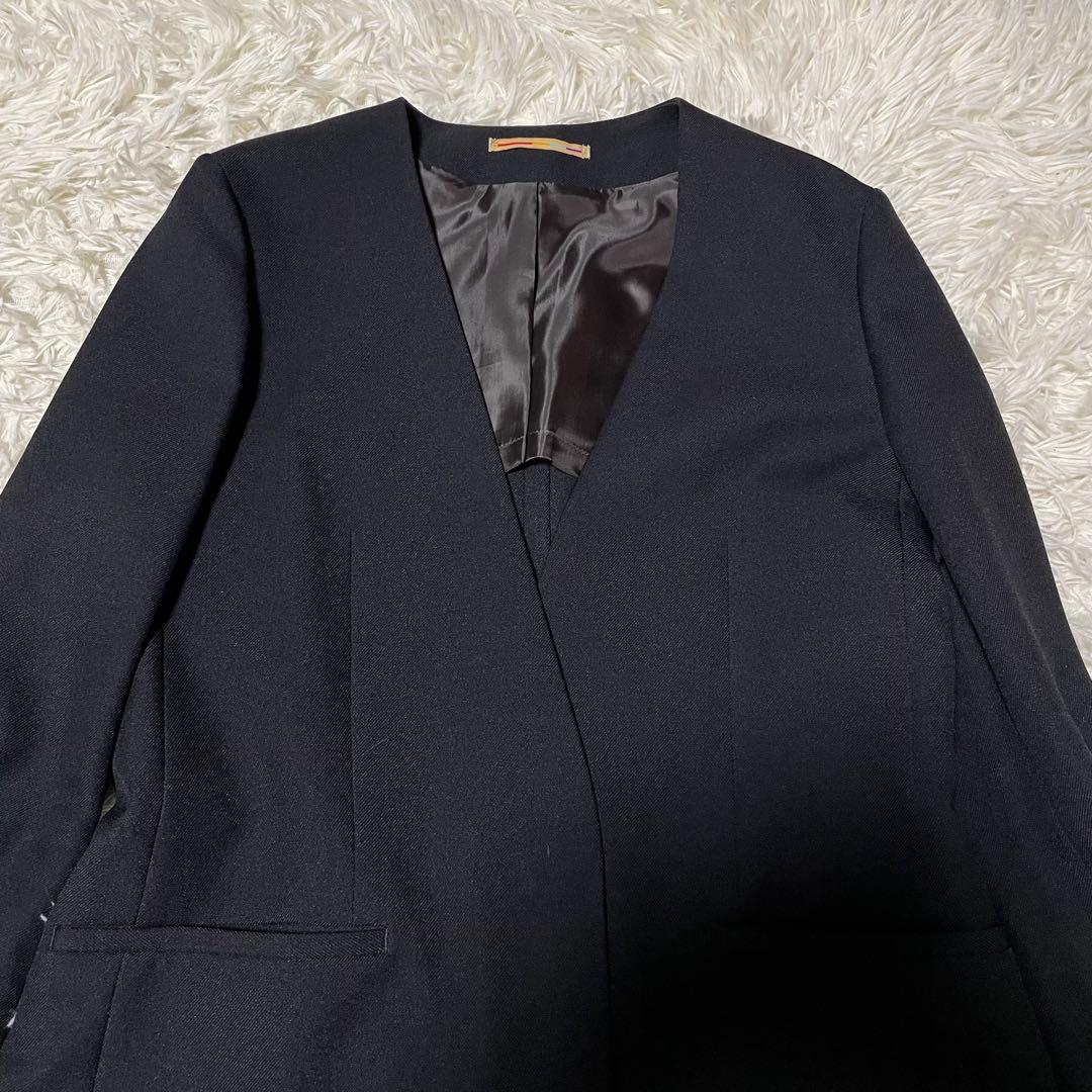 【美品】オリヒカ ライム パンツスーツ セットアップ ノーカラー L ブラック