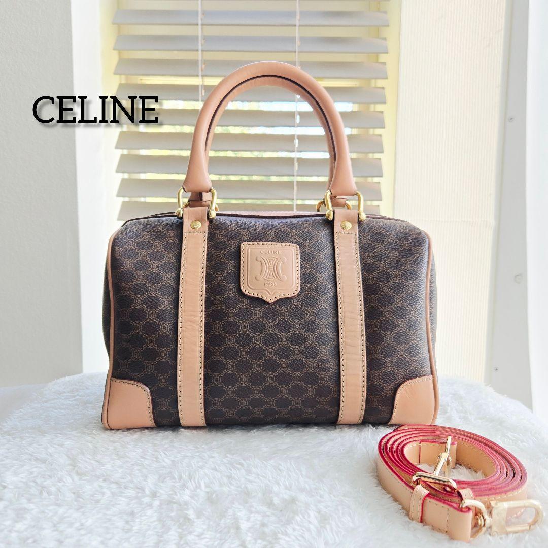 ⭐CELINE⭐ 美品 セリーヌ トリオンフ　ミニボストンバッグ マカダム柄 美品 セリーヌ ミニボストンバッグ マカダム トリオンフ CELINE
