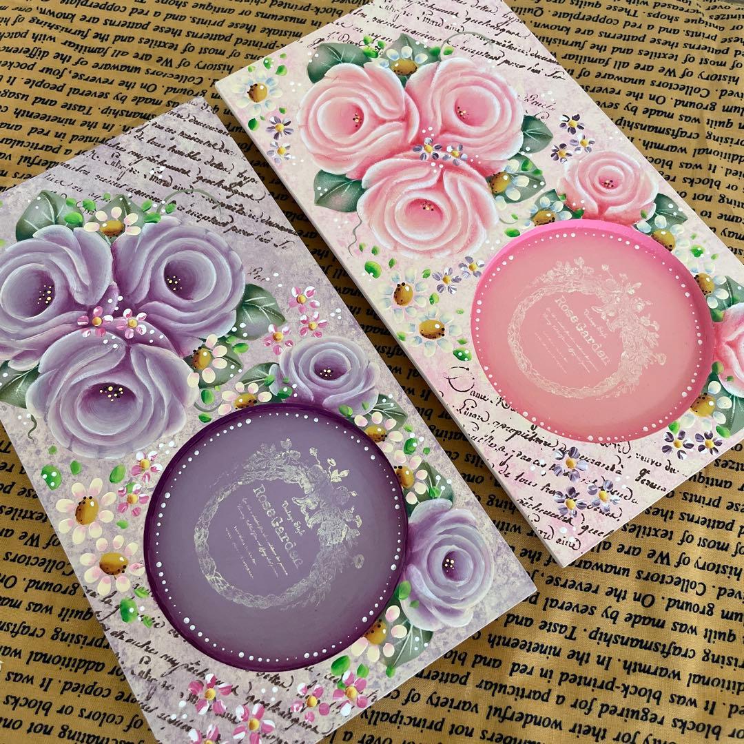 バンブーコースタートレイ。 トールペイント 。薔薇。 0_8d408294e33edc8b6fda922515fd