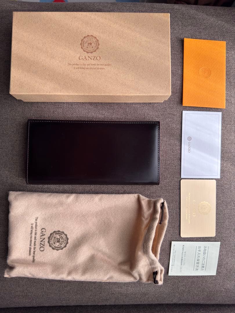 【美品】GANZO ガンゾコードバン 通しマチ長財布（箱・袋付）