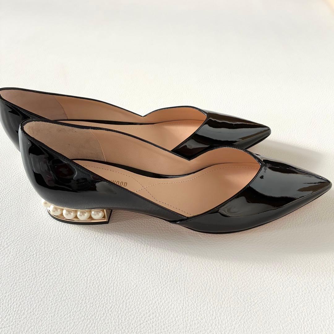 未使用✨ニコラスカークウッド　エナメルパンプス　パール　ポインテッドトゥ　37