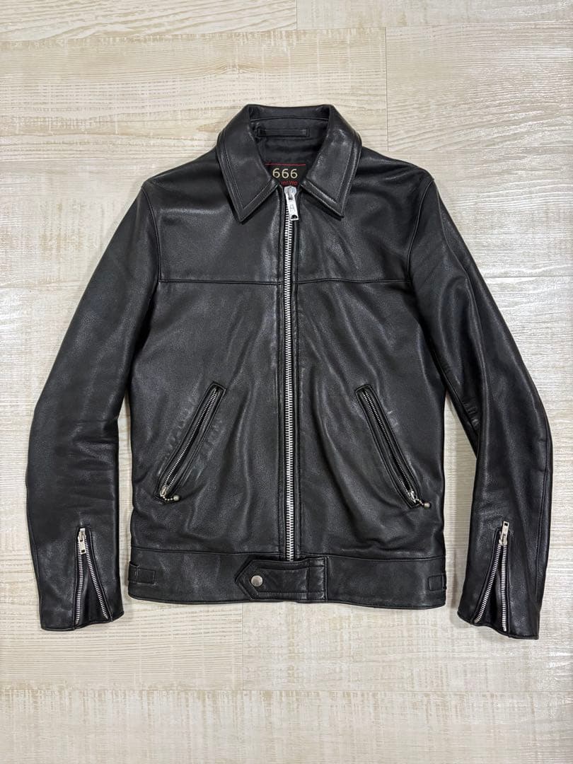 666 シープスキン シングルライダースジャケット 34 楽天市場】正規取扱店 666 LEATHER WEAR LJM-27TF プレーンバック