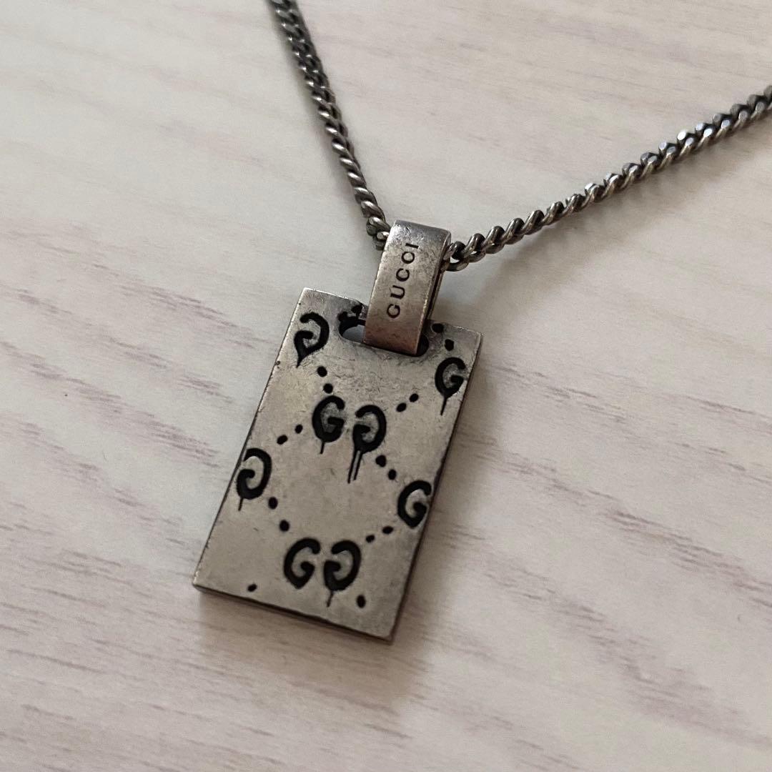 GUCCI グッチ プレートネックレス ゴースト GUCCI（グッチ） ネックレス ゴースト ダイヤモンド シルバー925