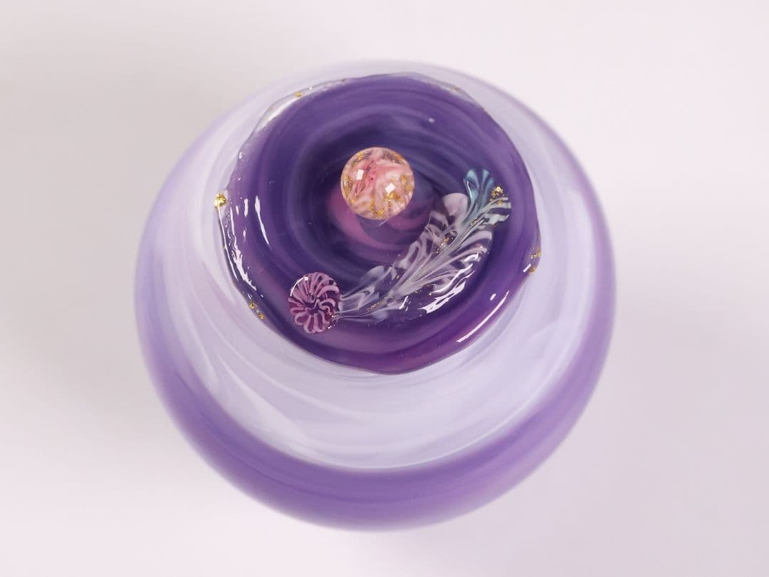 茶道具 船越美智代 ガラス茶入 ギヤマン 硝子 紫 マーブル【CM341