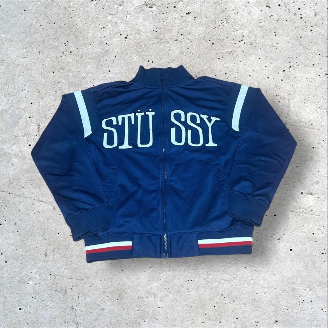 old stussy 90s トラックジャケット　　ネイビー　ビックロゴ