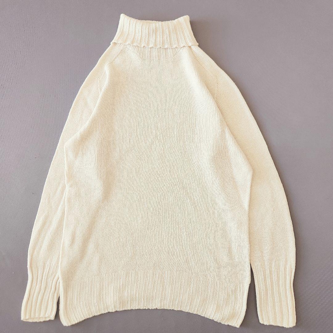 マーガレットハウエル リネン コットン ワイド ロール タートルネックニット Ⅱ