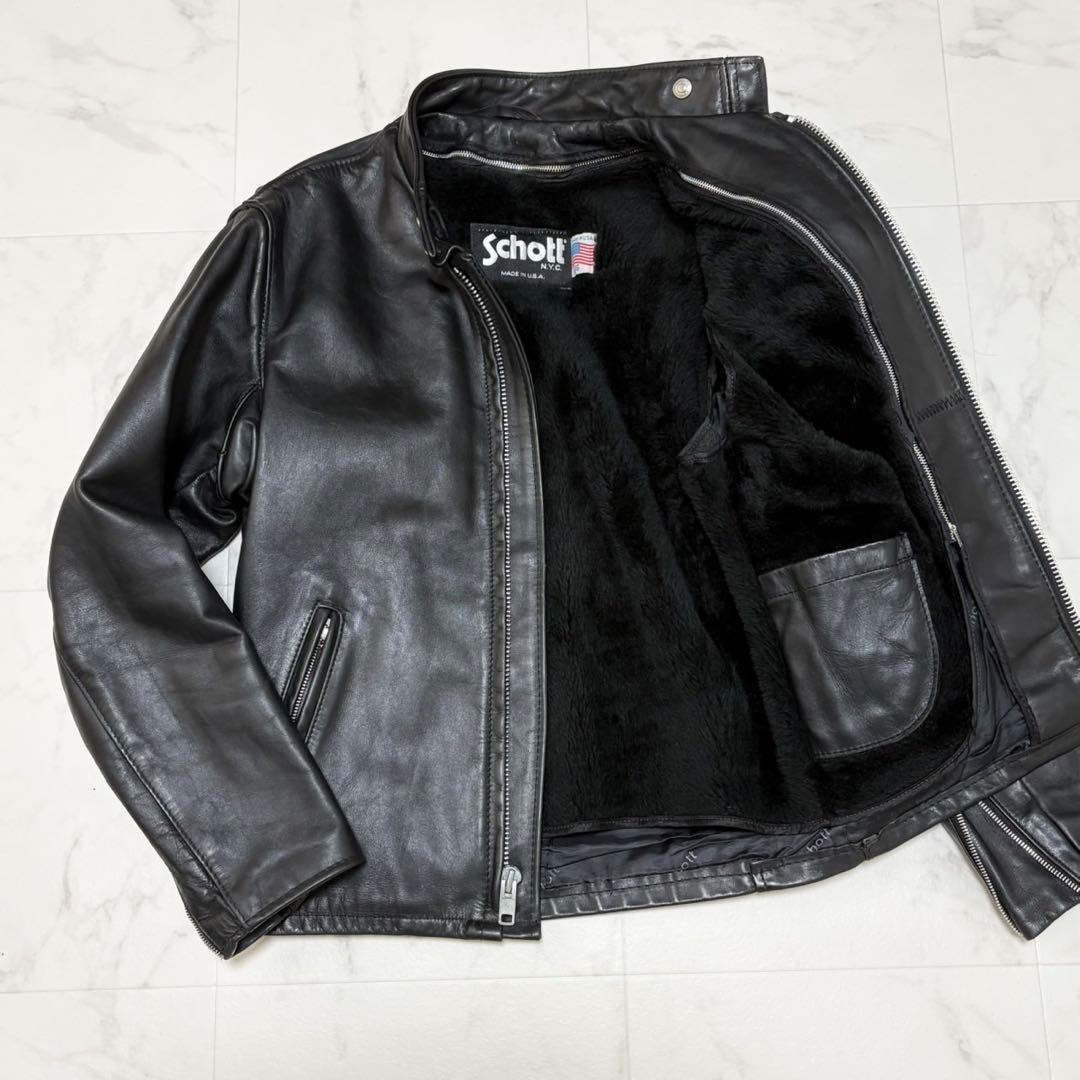 美品✨schott シングル ライダースジャケット 641 ボアライナー付