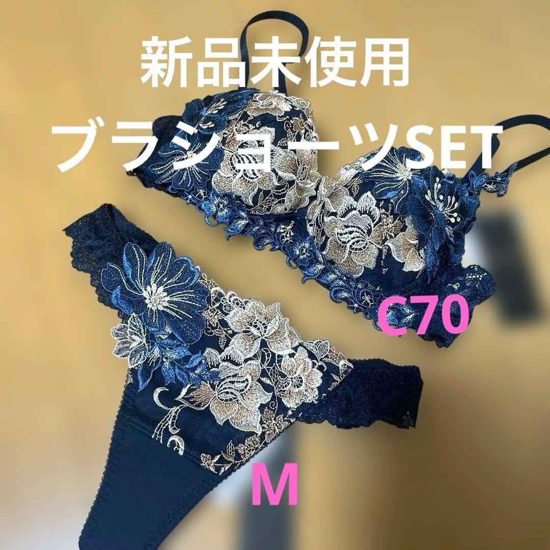 限定商品新作salute 新品未使用タグ付き 28グループ　ブラショーツセット紺