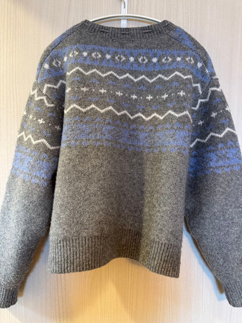 TITTY&CO. ノルディック柄 ボンボン付き ニットカーディガン グレー