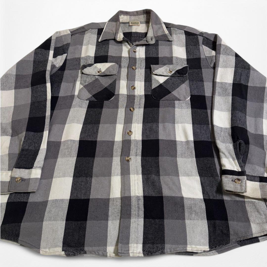 90s FIVE BROTHER 白黒 好配色 ブロックチェック ネルシャツ - メルカリ